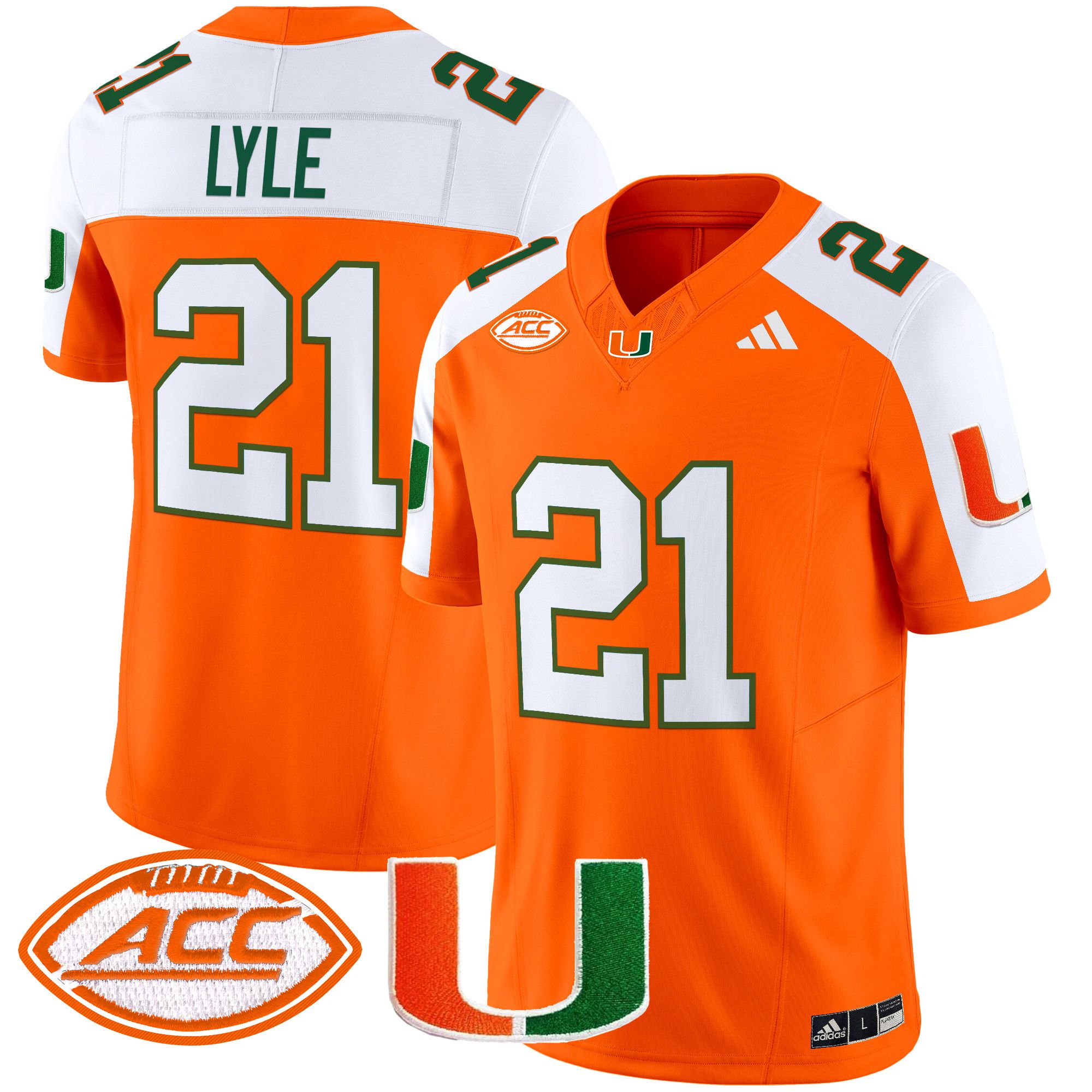 Men Miami Hurricanes #21 Lyle Orange 2024 Vapor Limited NCAA Jersey->ncaa teams->NCAA Jersey